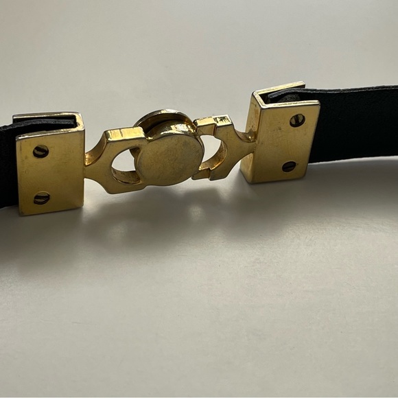 Vintage Cuero Vaca Industria Argentina Dark Brown Leather Belt w/Gold Hardware - Picture 6 of 12